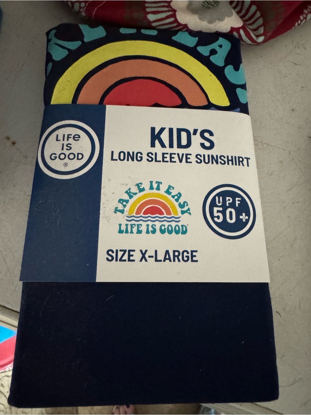 Life Is Good Kids Long Sleeve Sunshirt UP- Navy Size X-Large